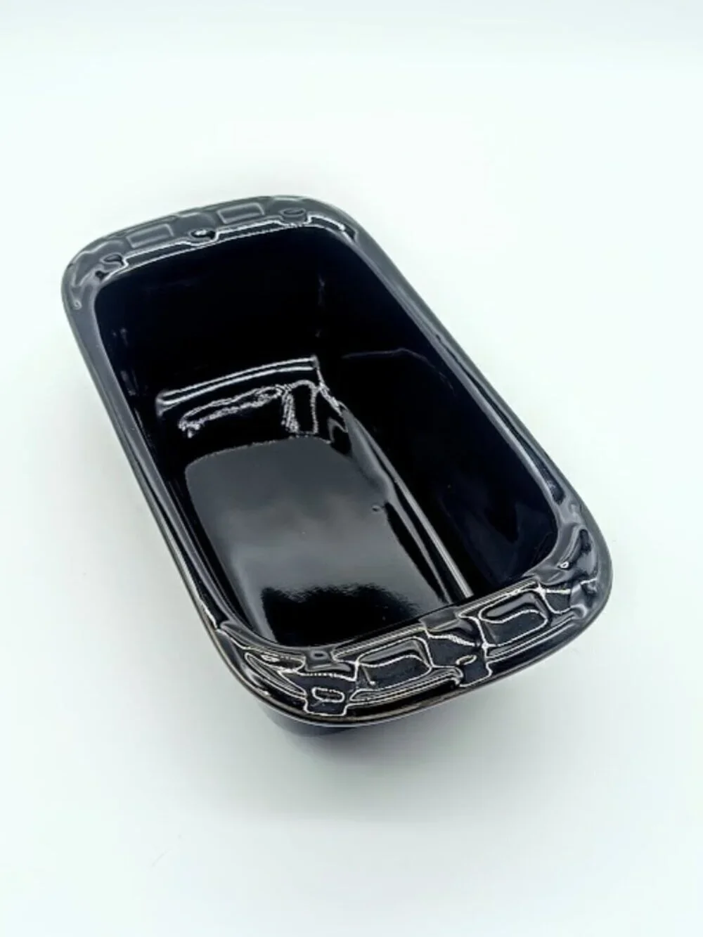 Longaberger Black Woven Traditions Ceramic Mini Loaf Pan